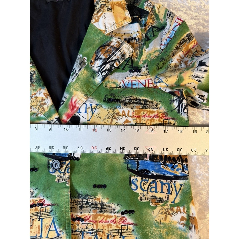 Trudi A Postcards Italy Print Blazer Jacket Womens L‎ Art To Wear Roma Venezia - Picture 13 of 13